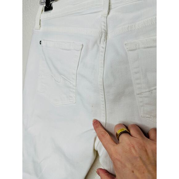 7 For All Mankind White Distressed Raw Hem Gwenevere Jeans 30 - Picture 8 of 16